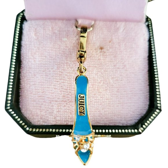 JUICY COUTURE Charm Boudoir Slide YJRU0435 Blue Enamel High Heel Shoe - NIB, NWT - Picture 4 of 8